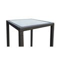 Armen Living 26 x 35 x 30 in. Tropez Outdoor Patio Wicker Bar Table with Black Glass Top LCTRBTBE